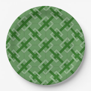 Assiettes En Carton Plaque de papier - Diamants entrelacés en vert