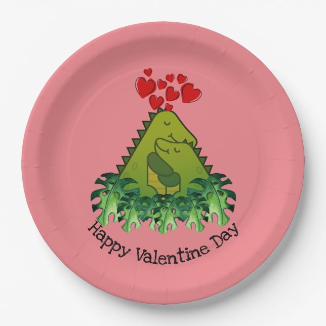 Assiettes En Carton Plaque de papier Dinosaur Couple (Devant)