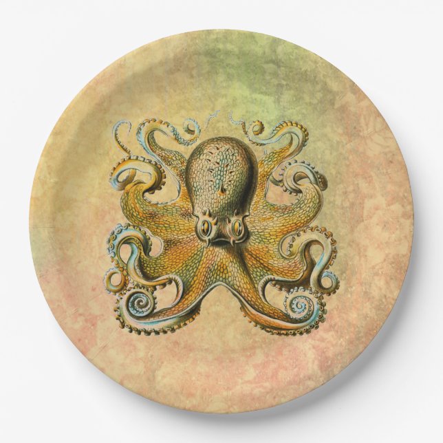 Assiettes En Carton Plaque de papier d'octopus (Devant)