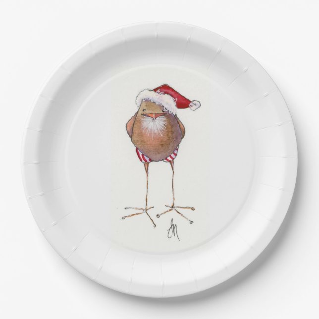 Assiettes En Carton PLAQUE DE PAPIER D'OISEAU père Noël (Devant)