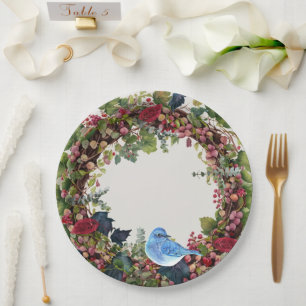 Assiettes En Carton Plaque de papier d'oiseaux et de couronnes