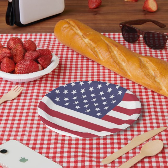 Assiettes En Carton Plaque de papier drapeau américain (Pique-nique)