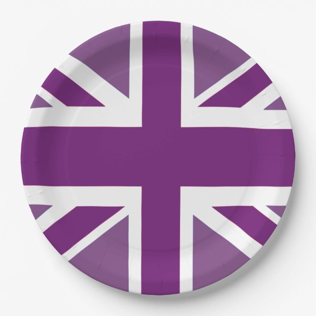 Assiettes En Carton Plaque de papier drapeau britannique violet Union  (Devant)