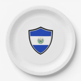 Assiettes En Carton Plaque de papier drapeau du bouclier El Salvador