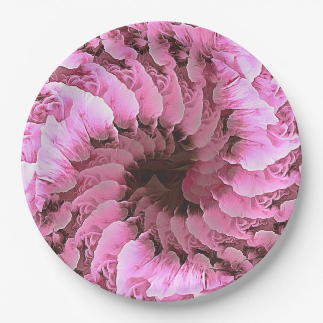 Assiettes En Carton Plaque de papier Fibonacci Twirl rose Floral (Devant)