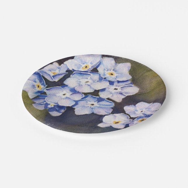 ASSIETTES EN CARTON PLAQUE DE PAPIER FLEURIER OUGET-ME-NOTS (Angle)