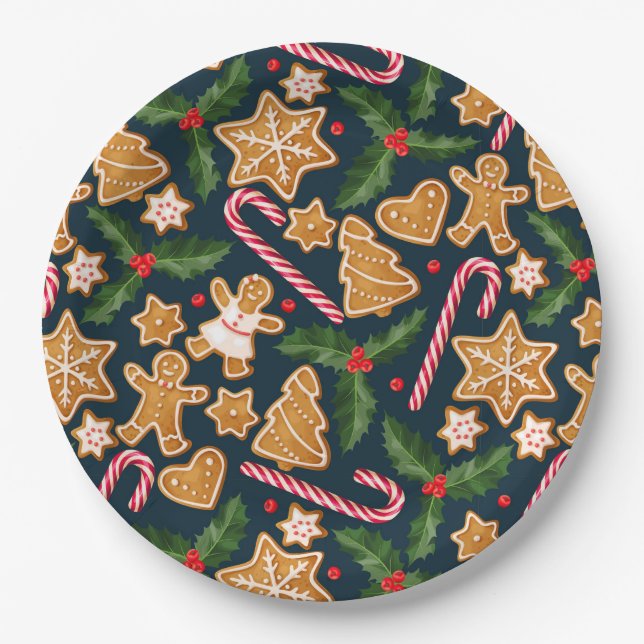 Assiettes En Carton Plaque de papier floral de Noël (Devant)