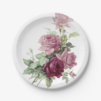 Assiettes En Carton Plaque De Papier Floral Rose Et Maron