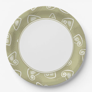 Assiettes En Carton Plaque de papier géométrique vert olive