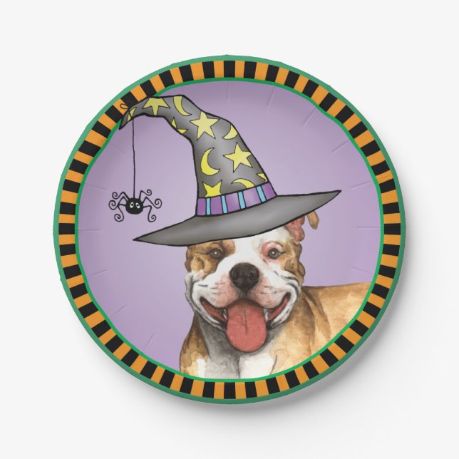 Assiettes En Carton Plaque de papier Halloween Pit Bull (Devant)