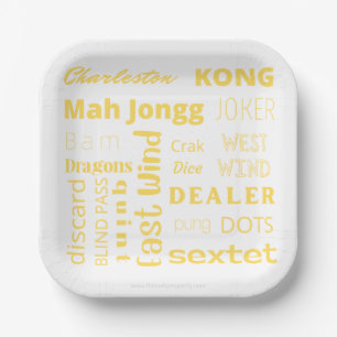Assiettes En Carton Plaque de papier Mah Jongg américaine avec mots ja