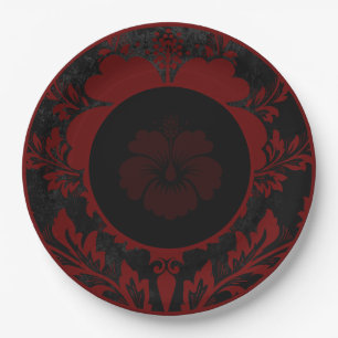 Assiettes En Carton Plaque de papier mariage à motif floral noir et ro