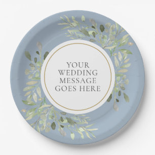 Assiettes En Carton Plaque de papier Mariage bleu Dusty