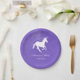 Assiettes En Carton Plaque de papier Mariage Unicorne violet