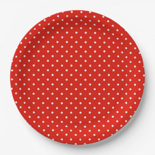 Assiettes En Carton Plaque de papier Motif Pois blanc et rouge chic