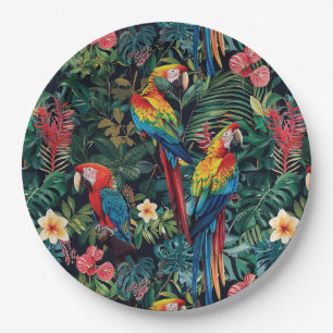 Assiettes En Carton Plaque de papier Parrot Jungle