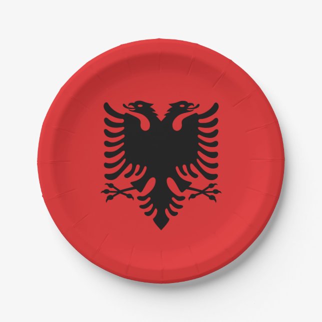 Assiettes En Carton Plaque de papier patriotique avec drapeau d'Albani (Devant)