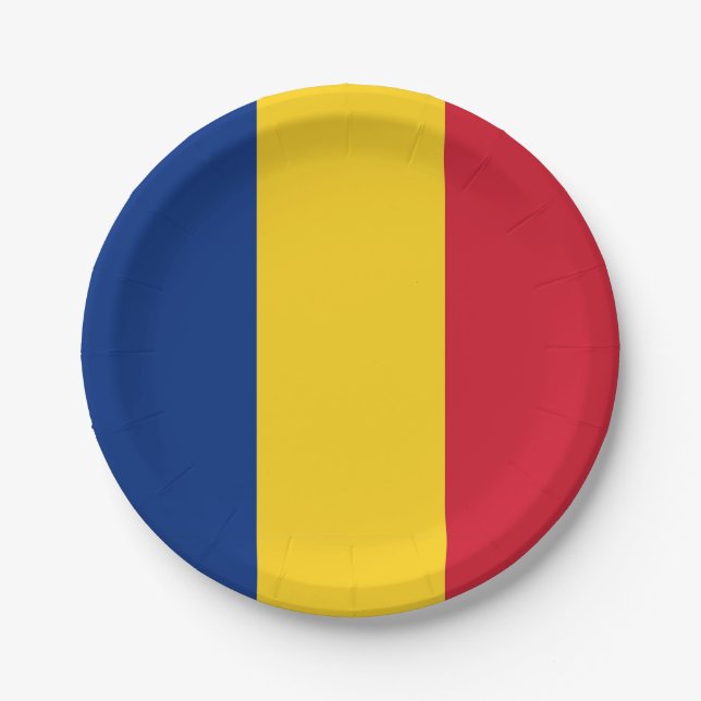 Assiettes En Carton Plaque de papier patriotique avec drapeau de la Ro (Devant)