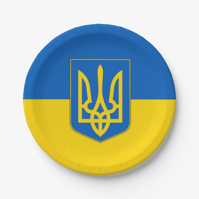 Assiettes En Carton Plaque de papier patriotique avec drapeau de l'Ukr (Devant)