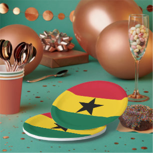 Assiettes En Carton Plaque de papier patriotique avec drapeau du Ghana