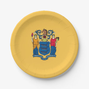 Assiettes En Carton Plaque de papier patriotique avec drapeau du New J