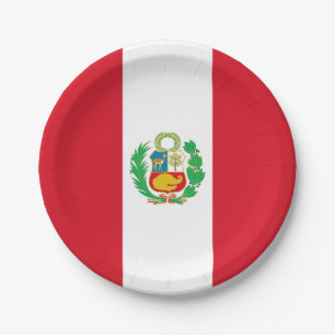 Assiettes En Carton Plaque de papier patriotique avec drapeau du Pérou
