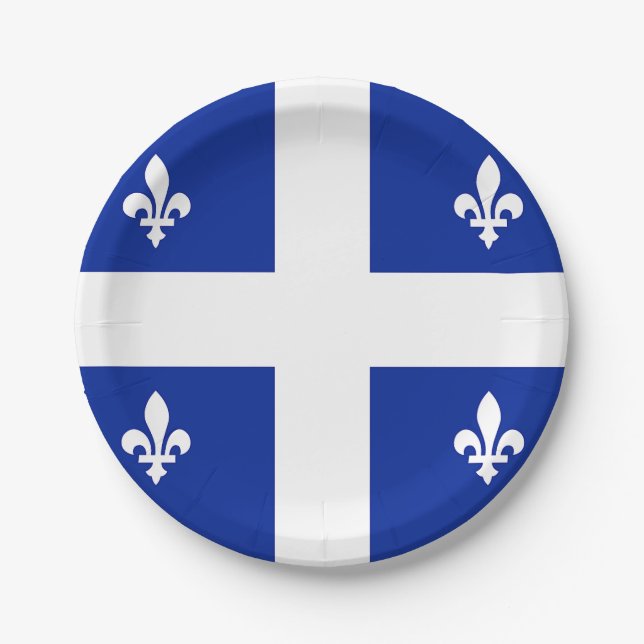 Assiettes En Carton Plaque de papier patriotique avec drapeau du Québe (Devant)