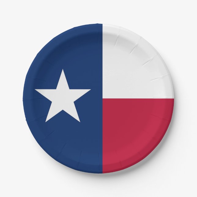 Assiettes En Carton Plaque de papier patriotique avec drapeau du Texas (Devant)