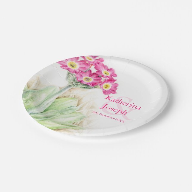 Assiettes En Carton Plaque de papier personnalisée à aquarelle mariage (Angle)