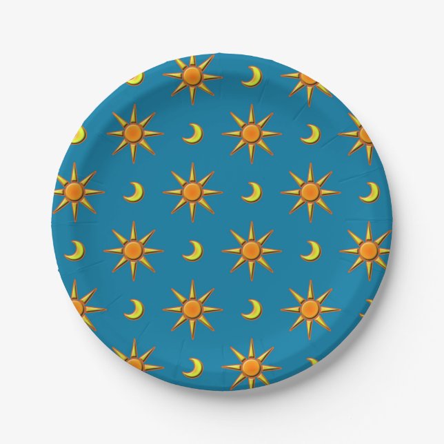 Assiettes En Carton Plaque de papier personnalisée Sun et moon motif (Devant)