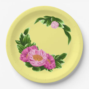 Assiettes En Carton Plaque de papier Pink Peonies
