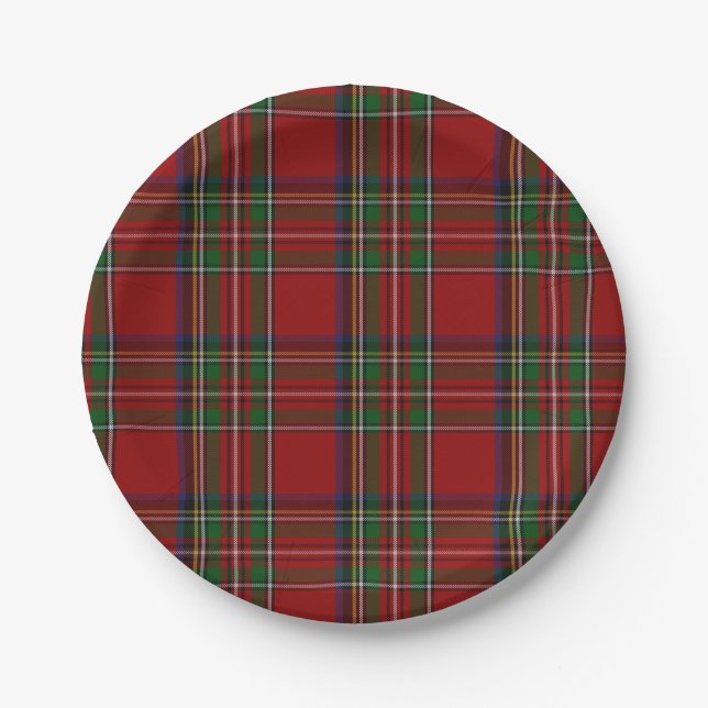 Assiettes En Carton Plaque de papier plaqué Royal Stewart Tartan (Devant)