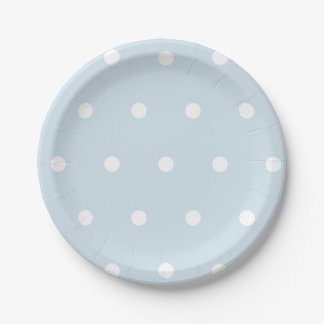 Assiettes En Carton Plaque de papier Polka bleu poudres