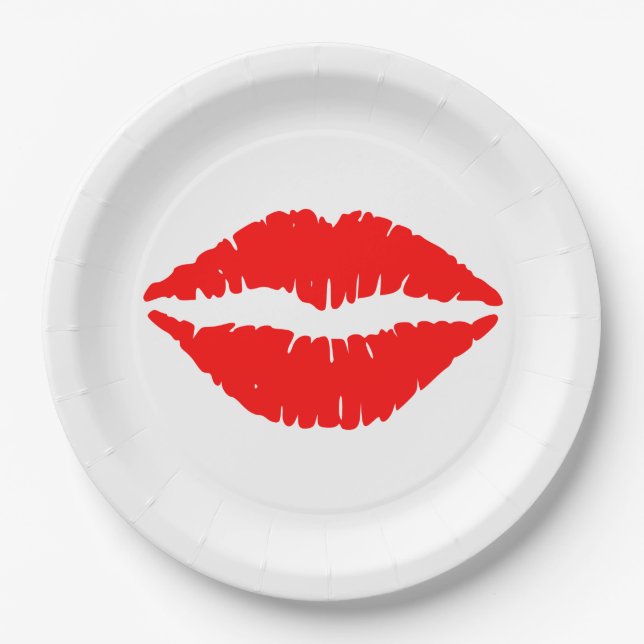 Assiettes En Carton Plaque de papier pour impression à lèvre rouge (Devant)