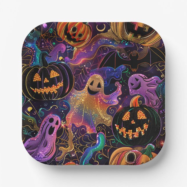 Assiettes En Carton Plaque de papier pour partie d'Halloween (Recto)