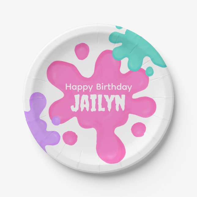 Assiettes En Carton Plaque de papier rose mince pour l'anniversaire (Devant)