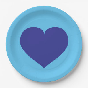 Assiettes En Carton Plaque de papier Royal Blue Heart