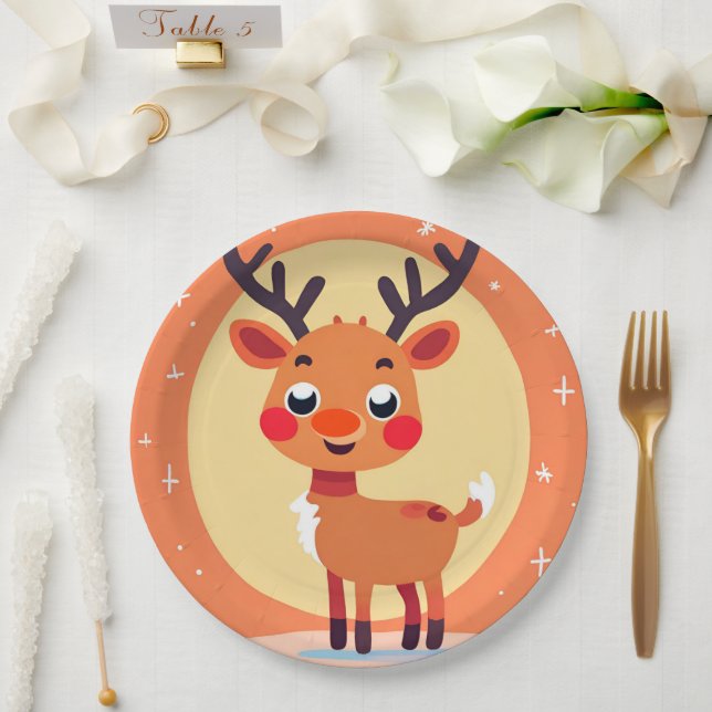 Assiettes En Carton Plaque de papier Rudolph (Mariage)