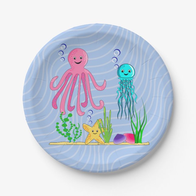 Assiettes En Carton Plaque de papier Sea Life (Devant)