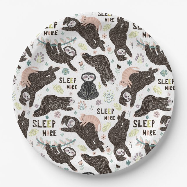 Assiettes En Carton Plaque de papier Sloth (Devant)