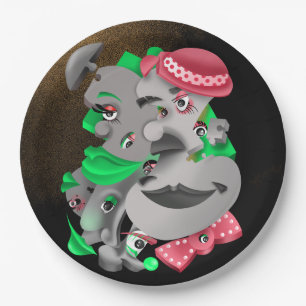 Assiettes En Carton Plaque de papier surréaliste face au casse-tête
