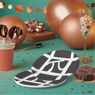Assiettes En Carton Plaque de papier symbole noir et blanc Pi