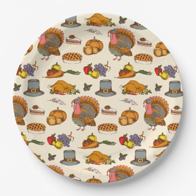 Assiettes En Carton Plaque de papier Thanksgiving (Devant)