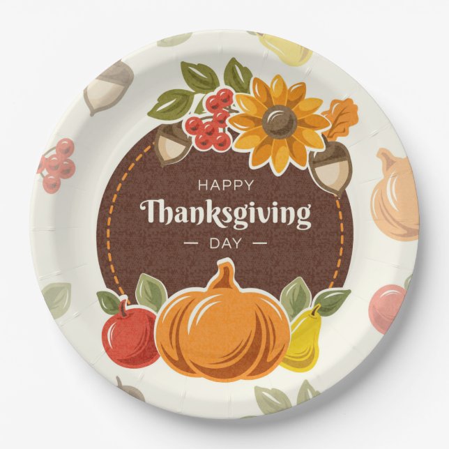 Assiettes En Carton Plaque de papier Thanksgiving (Devant)