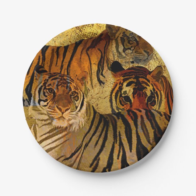Assiettes En Carton Plaque de papier tigre (Devant)