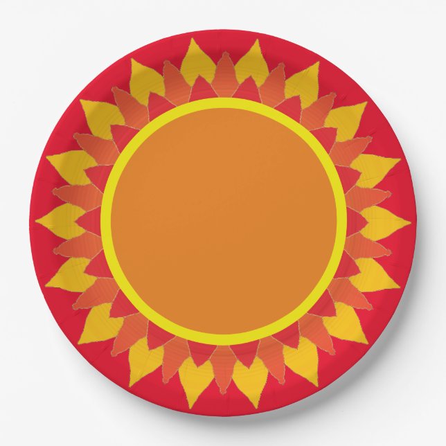 Assiettes En Carton Plaque de papier Tournesol orange (Devant)