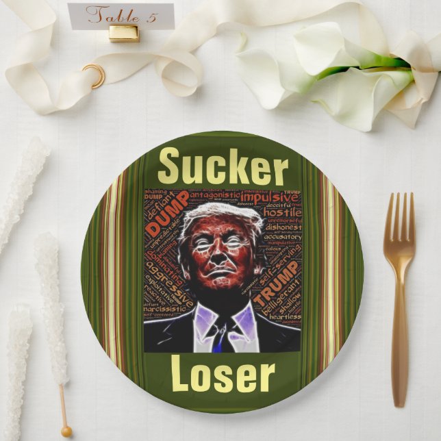 Assiettes En Carton Plaque de papier Trump Sucker/Loser (Mariage)
