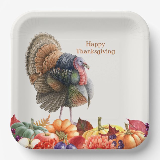 Assiettes En Carton Plaque de papier Turquie Thanksgiving (Recto)