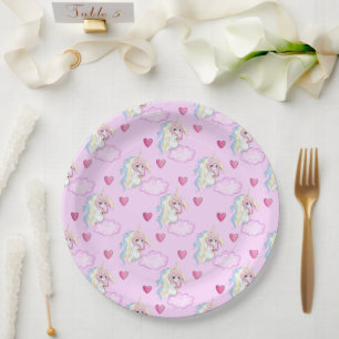 Assiettes En Carton Plaque de papier Unicorne