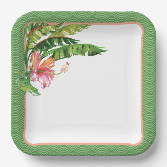 Assiettes En Carton Plaque de papier vert rose rose vert Feuille (Recto)